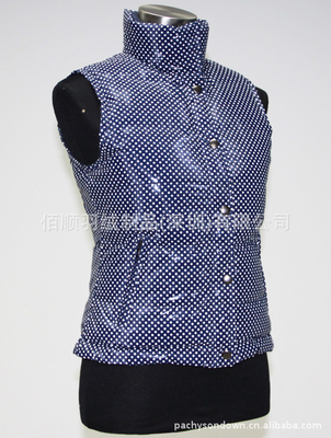 【供應時尚波點修身保暖羽絨背心工廠直銷批發生產加工095】價格,廠家,圖片,服裝加工,佰順羽絨制品(深圳)-